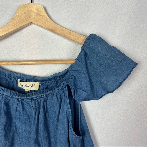Madewell Indigo Cotton Chambray Off Shoulder Short Sleeve XXS - Picture 4 of 5